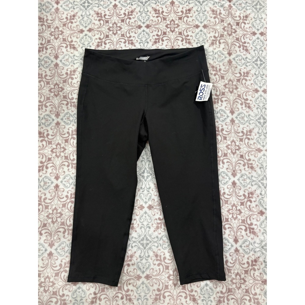 Old Navy Active Go-Dry Black Compression Cropped Leggings XL Yoga Gym Workout